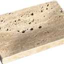 Natural Smooth Real Marble Soap Dish/Facial Sponge Holder/Bathroom Makeup Sponge Tray with Draining Hole (Beige Travertine)