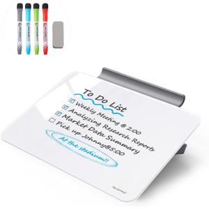 TSJ OFFICE Small Desktop Whiteboard - Glass Dry Erase Board 8 X 6 Inches Tabletop Easel Whiteboard with Stand, Desk Board Buddy for Artist, Teacher and Student
