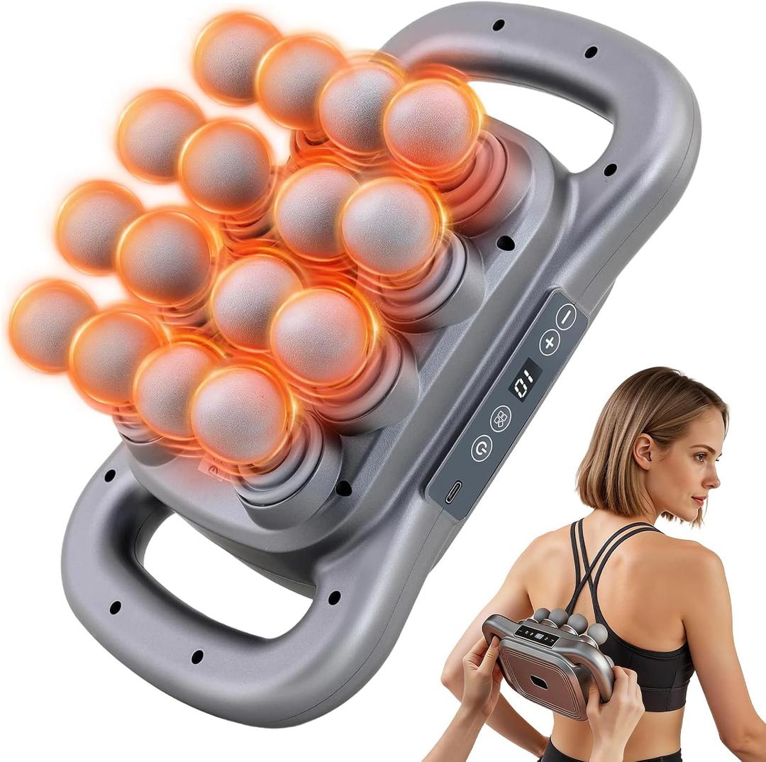 16 Head Massage Gun for Athletes, Deep Tissue Percussion Massager with 9 Modes & Levels - Portable Muscle Pain Relief for Back, Neck, Shoulders, Legs & Full Body