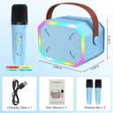 Kids Mini Karaoke Machine for Boys Girls, Cute Little & Portable Bluetooth Speaker with 2 Wireless Microphone, Home Party, Birthday Gifts for Boys 4 5 6 7 8 9 10 11 12+ Year Old Teen Toys. (Blue)