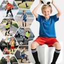 Hryrbay 4 Pairs Kids Cotton Soccer Socks Cushion Striped Baseball Uniform Boys World Cup Sock Toddler Girls Knee High Socks