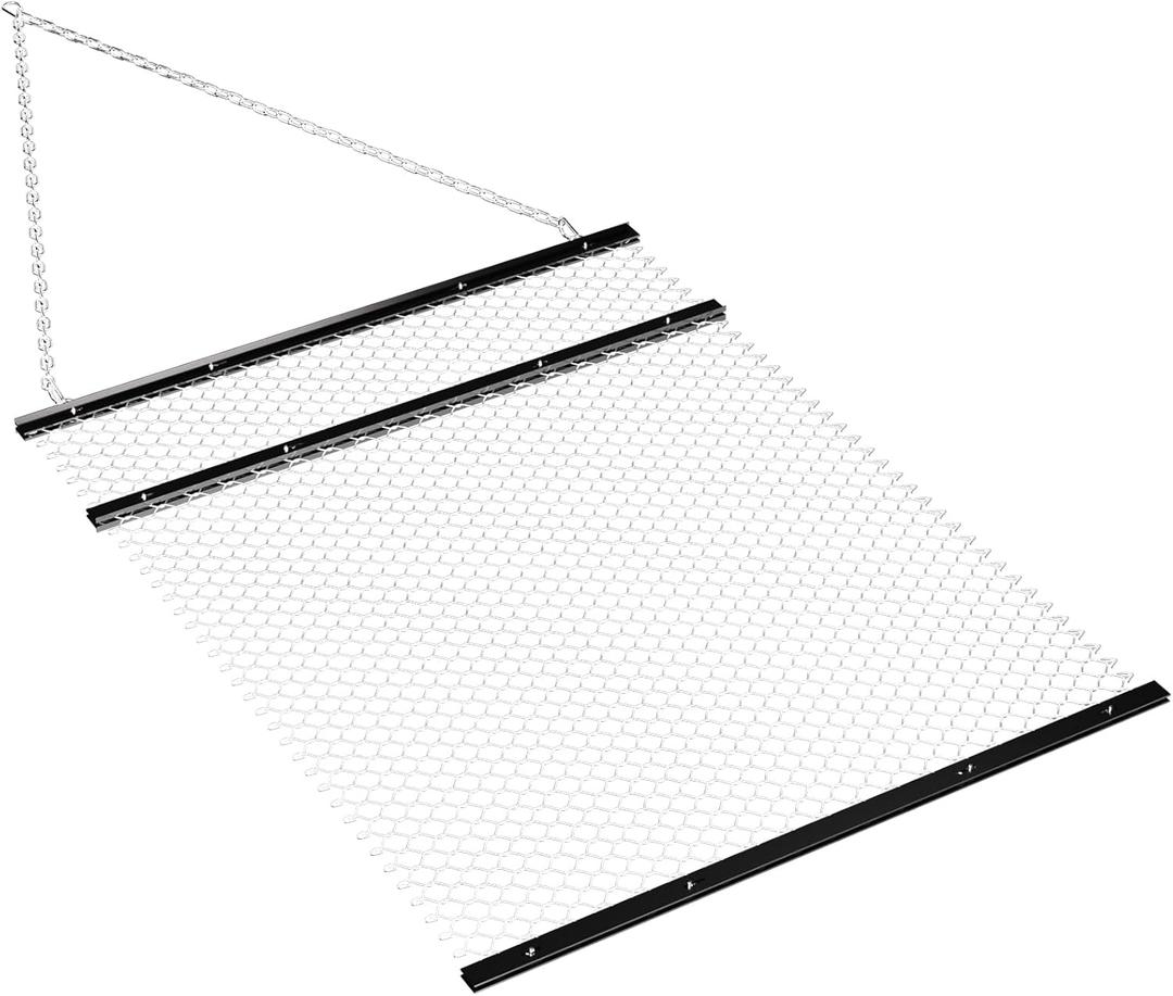4' x 5' Drag Harrow for ATV, Rust-Resistant Chain Field Leveler with Front and Rear Ttrays, UTV Tractor Attachment for Landscape Leveling Gravel Driveway Farm Field Garden