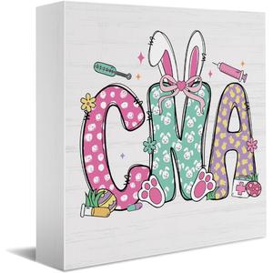 CNA Easter Decorations for Office Desk Nurse Easter Gifts for Women Nursing Student CNA Nurses Funny Easters Bunny Decorations 5 x 5 inches