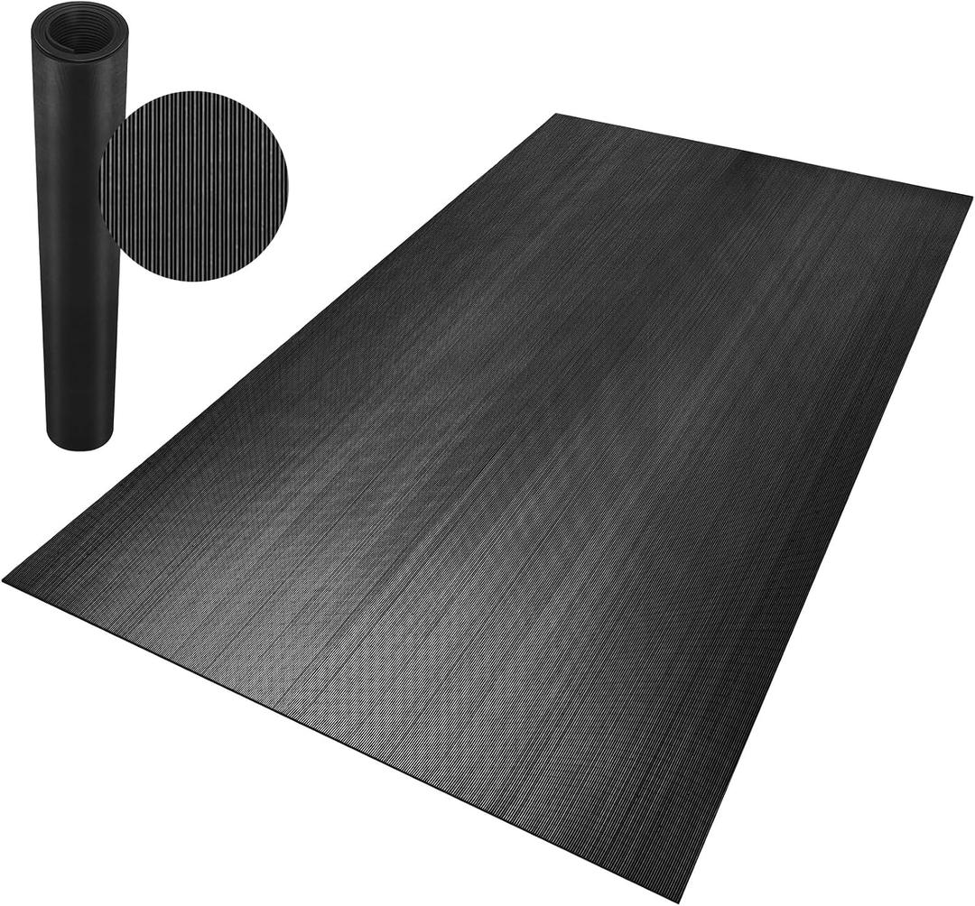 Anti-Fatigue Rubber Floor Mats Non Slip Rubber Utility Mat for Entrance, Home Gym, Exercise Equipment, Garage, Under-Sink, Patio, and Door Mat Black 36" x 60"