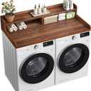 VOPEAK Washer and Dryer Countertop with Shelf, 2-Tier Washer Dryer Topper, 54" x 27.5" Spacious Laundry Countertop, Washing Machine Topper for Laundry Room Organization and Folding Clothes, Walnut