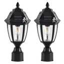 TEBLAMPUE Solar Post Lights 2 Pack, Motion Sensor Post Lantern Without Pier Mount Base, Waterproof Solar Powered Pole Light Fixture for Patio Yard Garden