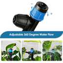 50 Pieces Drip Emitters with Stake for 1/4" Irrigation Tubing, Adjustable 360 Degree Water Flow Irrigation Universal Sprayer, 20pcs Blue Drippers Sprayer and 30pcs Red Drip Irrigation Emitters