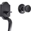 Amazon Basics Front Door Lock Set, Handleset with Tulip Knob, Level Door Handle, Exterior, Single Cylinder, Matte Black, 1-Pack