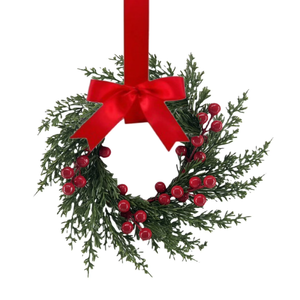 Elegant Christmas Wreath with Red Berries And Indoor/Outdoor Holiday Decor, Christmas Decoration Window Door Hanging Venue Arrangement Wreath, Christmas Wreaths For Front Door, Pack of 12