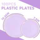 PULOTE 100PCS Purple Plastic Plates Disposable - Include 50 Dinner / 50 Dessert Plates Heavy Duty for Party, Wedding&Birthday