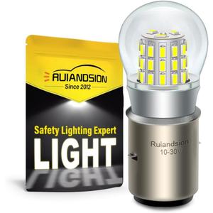 Ruiandsion BA20D LED Bulb 10-30V Non Polarity 1000Lm Hi/Lo Beam Super Bright White 3014 39SMD Chipsets for Motorbike Pack of 1
