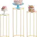 Bonastella Cylinder Stands for Party, 3PCS Cylinder Pedestal Stand, Cilindros Para Fiestas Cake Table Stand for Parties Metal Plant Stand Cylinder Tables for Parties Round Cylinder Stands for Party, Gold 