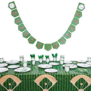 BLUE PANDA Baseball Birthday Party Pack, Dinnerware Set and Banner (Serves 24, 171 Pieces) - Birthday Banner