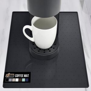 GORILLA GRIP Silicone Coffee Mat, Espresso Machine Bar Accessories, Keep Kitchen Counters Clean, Stays in Place, Waterproof and Heat Resistant Dish Drying Mats, Home Decor Essentials, 10x14, Black