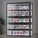 Baseball Graded Sport Card Display Case with LED Light, Large 40 Cards Display Case Wooden Wall Cabinet for Basketball Football Hockey Trading Cards Display Collectibles Souvenirs