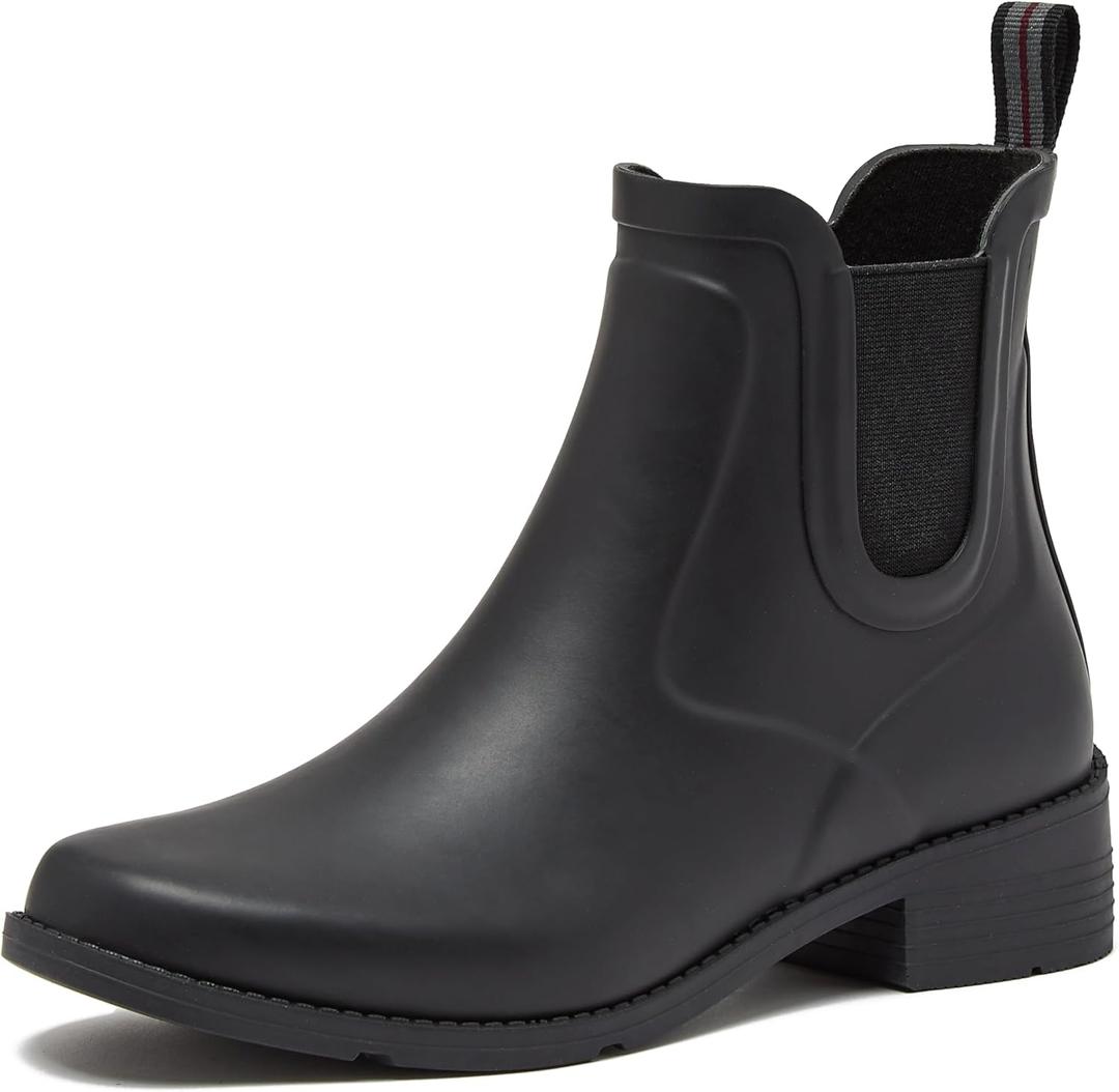 Lands' End Waterproof Rain Boots for Women, Comfortable Ankle Chelsea Boots Women, Burgundy or Black Womens Rain Boots (Size 10)
