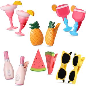 Honoson 12 Pcs Beach Towel Clips Beach Chairs Clips Plastic Swimming Pool Towel Holders Jumbo Size Funny Clothespins for Patio Holiday Pool Blanket Decoration (Cute)