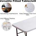 Rectangle Spandex 5 FT Fitted Tablecloth, Elastic Folding Picnic Table Cloth, Stretchy Patio Table Cover, Wipeable Tablecloths for Camping Outdoor Party Banquet 30X60 Inches White