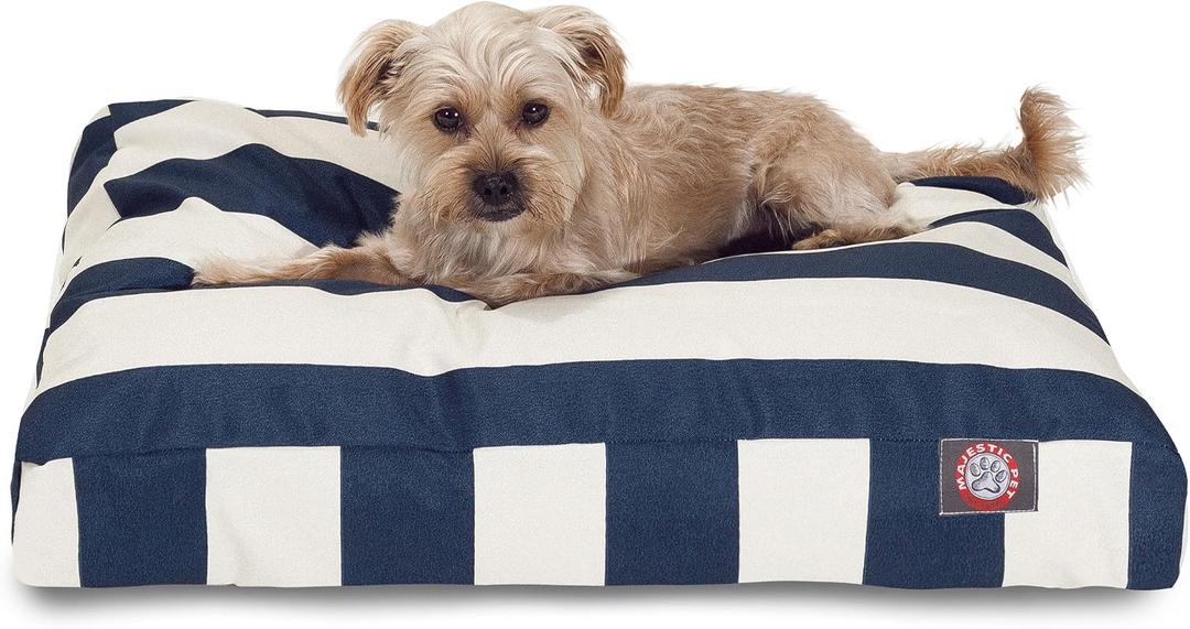 Majestic Pet Rectangle Small Dog Bed Washable Non Slip Comfy Pet Bed Dog Crate Bed with Removable Washable Cover Dog Kennel Bed for Sleeping - Dog Bed Small Breed 27x20x4 Inch Navy Blue