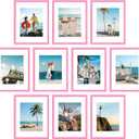 decorUhome 11x14 Picture Frame Set of 10, Display Photos 8x10 with Mat or 11x14 Unmatted for Picture Frames Collage Wall Decor, Pink