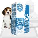 Bulldogology 50-Count Dog Puppy Pads (24x24) Large Pee Pads for Dogs - 6 Layer Pet Training Pads, Super Absorbent Puppy Pads with Adhesive Tabs for Small to Large Dogs