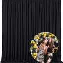 10 x 7 Feet Black Backdrop Curtain for Partie, Background Curtains for Photoshoot, Birthday, Wedding, Halloween, Christmas, Anniversary, Engagement Party Decorations 5Ft x 7Ft, 2 Panels