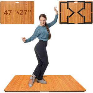 Tap Dance Floor, Portable Dance Floor, Professional Tap Board for Tap Dancing, Cushioned Base Dance Practice Floor, 47'' x 27'' (Oak)