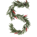 Christmas Garlands Decorations Artificial Plants with Poinsettias Artificial Christmas Flowers Glitter Berry Pinecone Greenery Stems Front Door/Fireplace Hanging Decoration for Winter (1pc-Red)