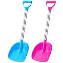 Leriton 2 Pcs Kids Snow Shovel with D Grip Handle Plastic Snow Shovel with Stainless Steel Handle 23.6 Inch for Boys Girls Outdoor Yard Garden Driveways Emergencies Snow Removal(Blue, Rose Red)