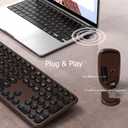 Wireless Keyboard and Mouse Combo, USB Receiver Plug and Play, Low Profile Quiet Typing Design, 110 Round Keys Full-Size Silent Keyboard Set for PC, Windows, Mac, Desktop, Laptop(Coffee Black)