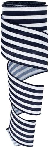 Easter Ribbon Wired,2 1/2”x10 Yard,Black White Stripe Ribbon for Christmas, Wreath, Spring, Summer, Wedding, Baby Shower, Birthday