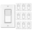 BESTTEN 10 Pack 3Way Decorator Wall Light Switch with Wallplate, 15A 120V/277V, Single Pole or Three Way, On/Off Paddle Rocker Interrupter, UL Listed, White