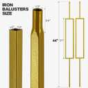 Glossy Gold Rectangle Wrought Iron Stair Balusters for Interior, 1/2" X 44" Square Metal Spindles for Stairs, Upgrade and Decorate Stairs (10)