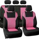 FH Group Automotive Car Seat Covers Full Set Premium 3D Air Mesh Front Seat Covers, Airbag Compatible & Split Bench Cover Universal Fit Interior Accessories for Cars Trucks and SUVs - Pink