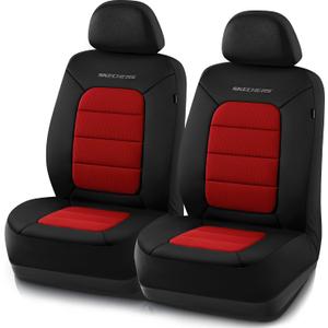 Skechers Memory Foam Seat Covers,Thick Cool Touch Fabric Seat Covers,Front Seat Covers Airbag Compatible,Automotive Comfort Protection for Most Cars,Vans,Trucks,SUV,Red