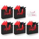Epoesch 5 Senses Gift Bags for Him With Labels - Includes Tissue Paper & Greeting Card, Unique Birthday, Valentine‘S Day, Anniversary, Wedding Gifts for Boyfriend, Bf or Husband (Black with red lettering)