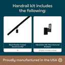 Modern Aluminum Handrail Grab Bar Kit, Adjustable Steel Brackets Included, Returns to Wall, Powder Coated Finish (Black, 5 Foot Handrail Set)