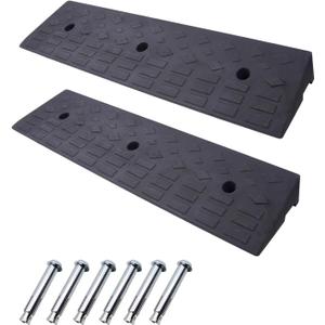 2 Pack 4'' Rise Rubber Curb Ramp Heavy Duty Loading Rubber Curb Ramps 22000lbs (10 Ton) Driveway Ramp Car Slope Ramp for Loading Dock Bike Vehicle Warehouse Sidewalk Wheelchair (4" H)
