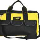 Heavy Duty Tool Bag for men, 16 Inch Tool Box Organizer, Large Portable Canvas Tool Storage with 19 Pockets for Truck & Car, Birthday Valentines Day Gifts for Men Dad Electrician Mechanic (Black, Yellow)