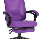Misolant Ergonomic Office Chair with Footrest, Purple Desk Chair with Adjustable 2D Lumbar Support, High Back Mesh Ergonomic Computer Chairs with Adjustable Headrest for Home