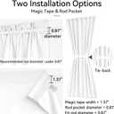 Vatge Front Door Sidelight Curtains with Magic Tape - 12x72 Door Window Covering, 50% Sunlight Blocking French Curtain, 1 Panel, W12 x L72, Pure White