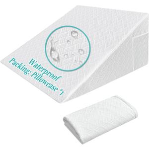 Wedge Pillow Case Cover 25x24x12 Bed Wedge Pillowcase Triangle Incline Wedge Pillow Covers for Sleeping Waterproof Pillow Cases Protector with Zipper & Pocket (Waterproof Cover Only)