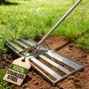 Oris Garden Lawn Leveling Rake 30 inch - Ground Leveler for yard, sand, soil, grass - Dirt leveling tool, heavy duty stainless steel rakes for golf, grading, gravel, pool seeding, levelling (30 inch)