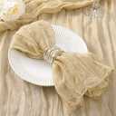 DeZerlor 50 Pack Champagne Cheesecloth Napkins Washable Summer Champagne Cloth Napkins Set of 50 Cotton Gauze Dinner Table Napkins Bulk 21x21 Inches for Wedding Bridal Shower Baby Shower Parties