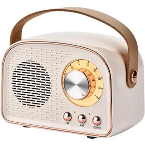 Retro Bluetooth Speaker,Wireless Vintage Speaker,Outdoors Wireless Portable Bluetooth Speaker Supports TWS Pairing/U-Disk/TF Card/AUX for Home,Travel,Outdoor (White)