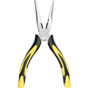 Premium Long Needle Nose Pliers-6, Paper Clamp Precision, High Carbon Steel, Soft Grip with Wire Cutter, Long Nose Cutting Pliers for Home, Fishing, Jewelry, Crafts,1pcs