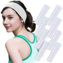 Headbands for Women Non Slip Elastic Sweat Hairbands Soft Fabric Hair Bands Workout Yoga Running Sport Thin Hair Wrap Hair Accessories 8 Pack White One Size