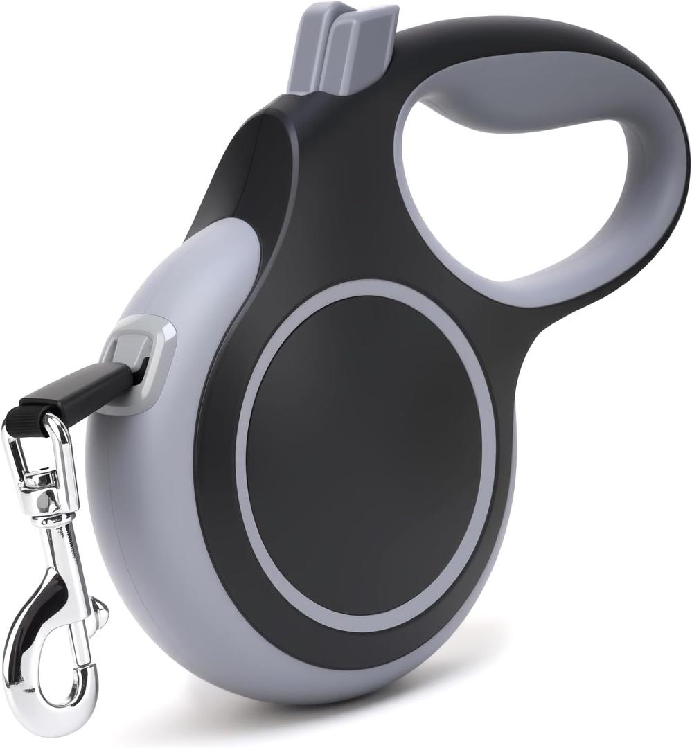 26Ft Retractable Dog Leash, Heavy Duty Great Leash for Dog up to 110 lbs, AntiSlip Rubberized Handle, OneHanded Brake, Strong Nylon Tape, Tangle Free(Large Size), Black