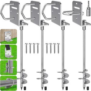 Insaga 18''/24''/30" Ground Anchors Screw in– 12mm Solid Carbon Steel Trampoline Anchors Heavy Duty Earth Anchor L Bracket for Swing Set, Shed, Mobile Home, Carport, Swingset, Full-Welded 2.8" Helix, 30''-4Pack