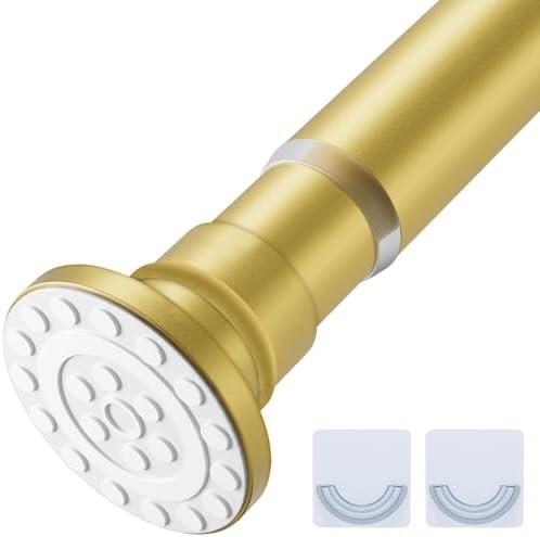 XIQIYY Gold Tension Rod 18-32 Inches Small Shower Rod Non-Slip Spring Tension Curtain Rod Stainless Steel Short Shower Curtain Rod No Drilling Adjustable Closet Rod